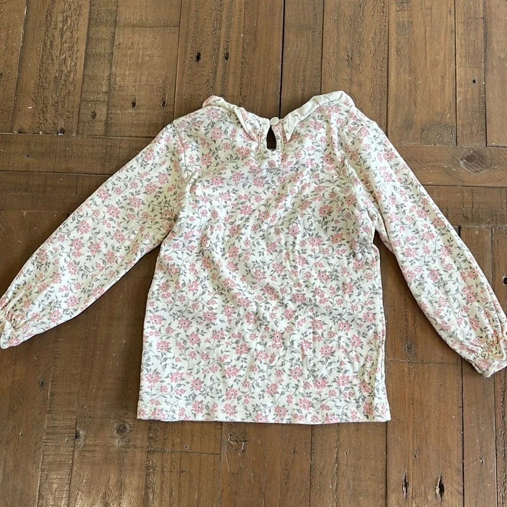 Tta som pink and gray floral two piece ruffle pant and shirt set